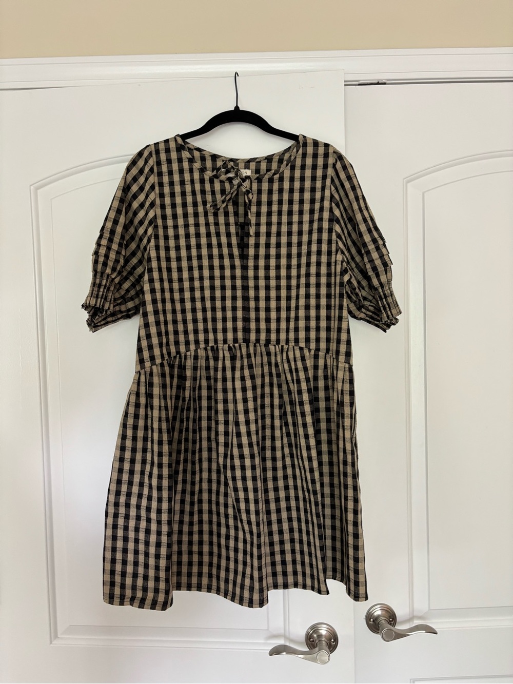 Free People Afternoon Gingham Puff Sleeve Mini Dress